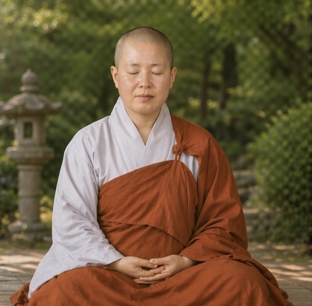숲속에서 명상하는 보련스님